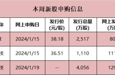 新年以来半数新股首日翻倍！本周3股将申购